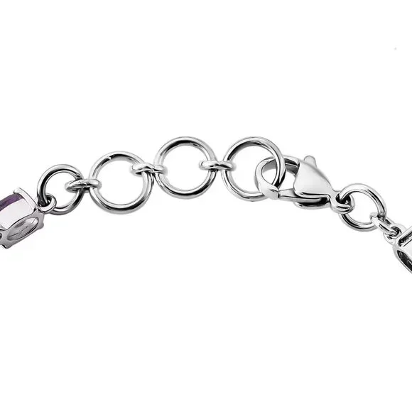 Amethyst 3.35 ctw Line Bracelet in Stainless Steel (7.25 In) - Picture 3 of 6